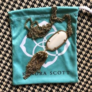Kendra Scott Gold & White Pendant Tassel Necklace